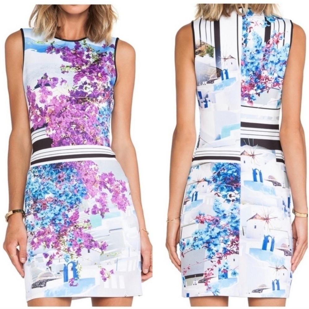 Clover Canyon Blue and White Sleeveless Sheath Mini Size XS